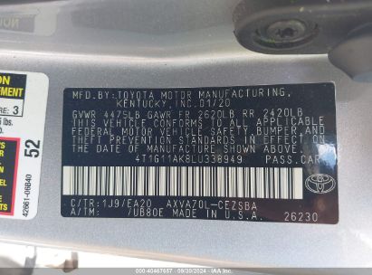 Lot #2992827235 2020 TOYOTA CAMRY SE