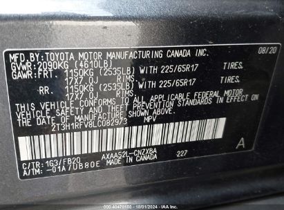 Lot #2996534809 2020 TOYOTA RAV4 LE