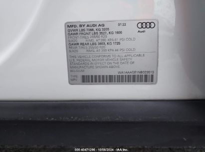 Lot #2992827146 2022 AUDI E-TRON PREMIUM QUATTRO