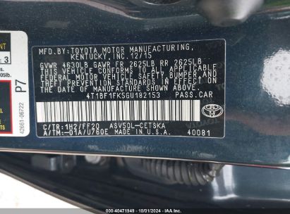 Lot #2992830239 2016 TOYOTA CAMRY SE