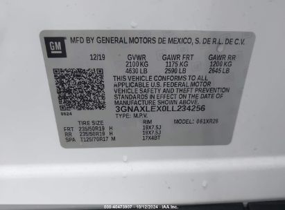 Lot #2992827049 2020 CHEVROLET EQUINOX FWD LT 2.0L TURBO