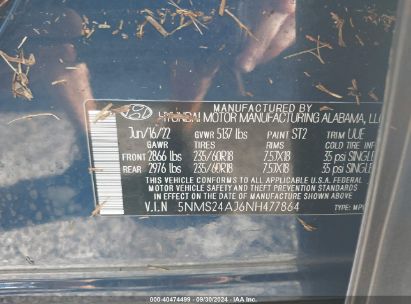 Lot #3035077362 2022 HYUNDAI SANTA FE SEL