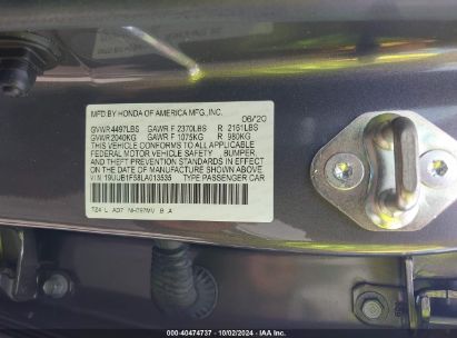 Lot #2996534711 2020 ACURA TLX TECH PACKAGE