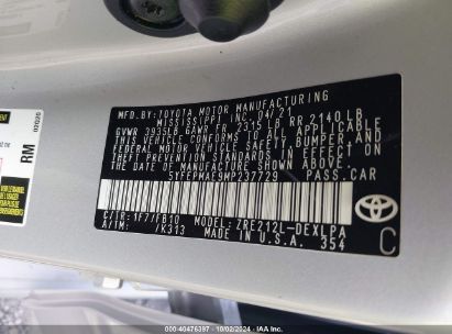 Lot #2997777341 2021 TOYOTA COROLLA LE