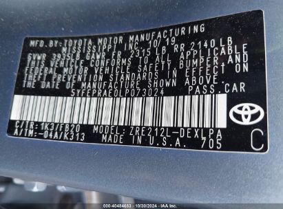 Lot #3005350389 2020 TOYOTA COROLLA LE