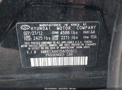 Lot #2992826172 2013 HYUNDAI SONATA HYBRID LIMITED