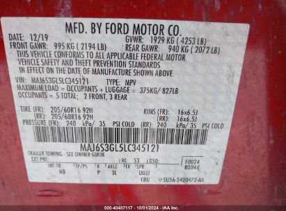 Lot #2994067892 2020 FORD ECOSPORT SE