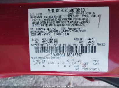 Lot #2997777715 2011 FORD FUSION S