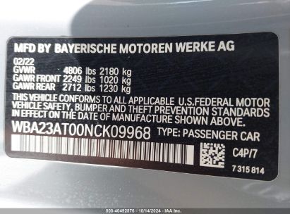 Lot #2994068115 2022 BMW 430I