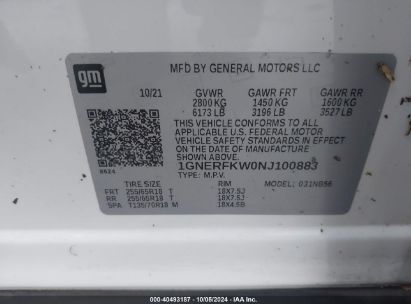 Lot #2992826174 2022 CHEVROLET TRAVERSE FWD LS