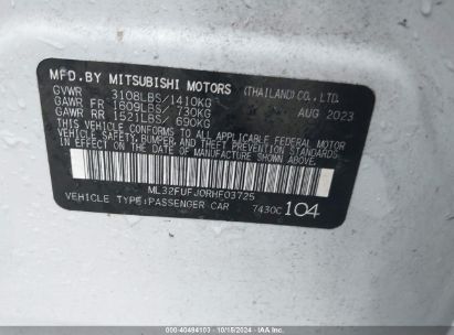 Lot #2992818363 2024 MITSUBISHI MIRAGE G4 ES