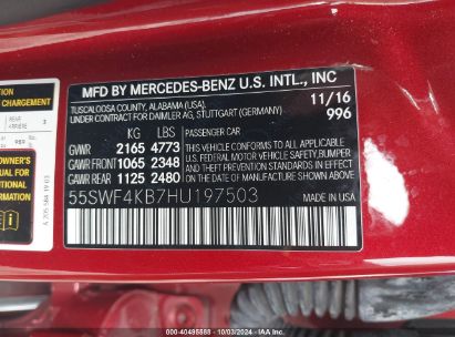 Lot #3052077184 2017 MERCEDES-BENZ C 300 4MATIC/LUXURY 4MATIC/SPORT 4MATIC