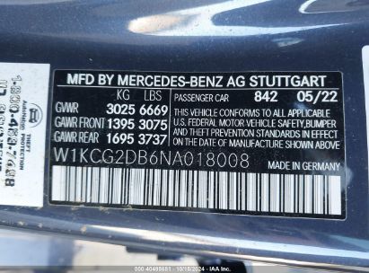 Lot #2992833876 2022 MERCEDES-BENZ EQS 450+