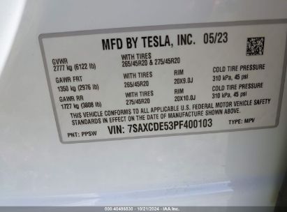 Lot #2995285175 2023 TESLA MODEL X DUAL MOTOR ALL-WHEEL DRIVE/STANDARD RANGE