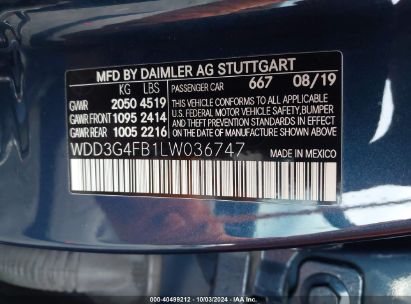 Lot #2992826339 2020 MERCEDES-BENZ A 220 4MATIC