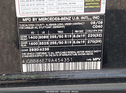 Lot #2992826327 2009 MERCEDES-BENZ ML 350 4MATIC