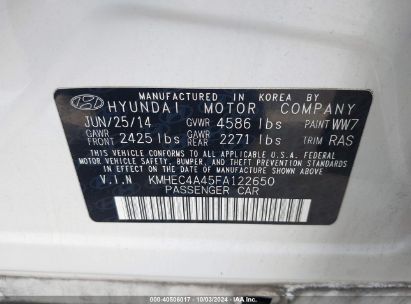 Lot #2992826415 2015 HYUNDAI SONATA HYBRID LIMITED