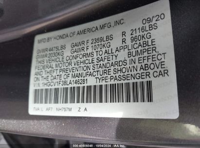 Lot #3035095780 2020 HONDA ACCORD SPORT