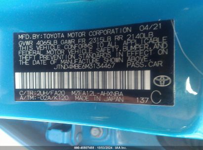 Lot #2989127193 2021 TOYOTA COROLLA SE