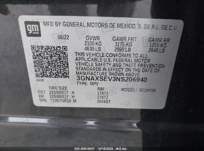 Lot #3035707709 2022 CHEVROLET EQUINOX AWD LS