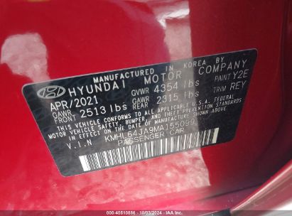 Lot #2996534197 2021 HYUNDAI SONATA SEL