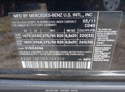 Lot #2995300501 2011 MERCEDES-BENZ GL 450 4MATIC