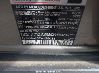 Lot #3056473552 2007 MERCEDES-BENZ ML 350 4MATIC