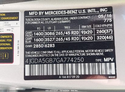 Lot #2992830430 2016 MERCEDES-BENZ GLE 400 4MATIC