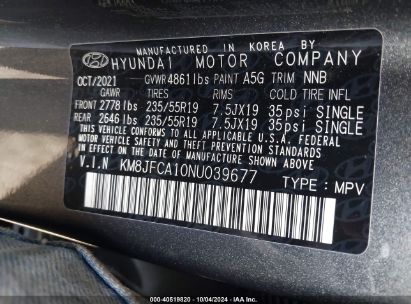 Lot #2995300417 2022 HYUNDAI TUCSON HYBRID SEL CONVENIENCE