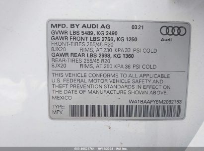 Lot #2995300792 2021 AUDI Q5 PREMIUM PLUS 45 TFSI QUATTRO S TRONIC