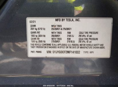 Lot #2992825673 2021 TESLA MODEL Y PERFORMANCE DUAL MOTOR ALL-WHEEL DRIVE