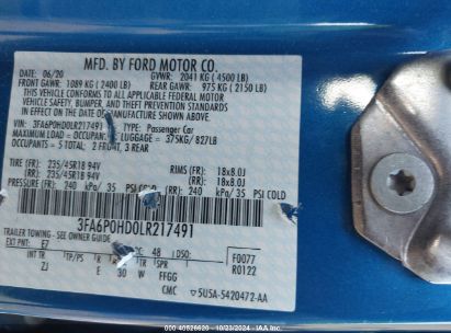 Lot #2992825639 2020 FORD FUSION SE