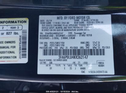 Lot #3052078289 2019 FORD FUSION HYBRID SE