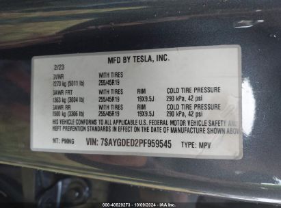 Lot #2995283872 2023 TESLA MODEL Y RWD