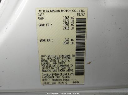 Lot #2995300067 2022 NISSAN ALTIMA S FWD