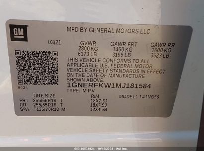 Lot #2992825220 2021 CHEVROLET TRAVERSE FWD LS