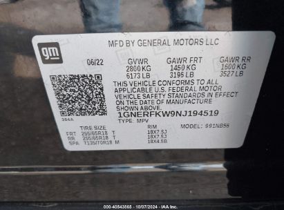 Lot #2992817358 2022 CHEVROLET TRAVERSE FWD LS