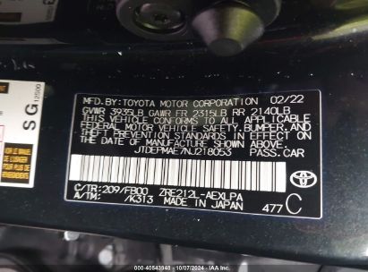 Lot #2996533891 2022 TOYOTA COROLLA LE