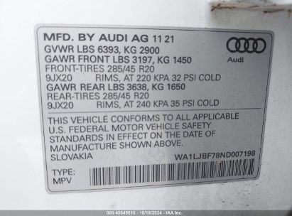 Lot #2992824596 2022 AUDI Q7 PREMIUM PLUS 45 TFSI QUATTRO TIPTRONIC