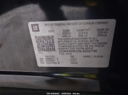 Lot #2996533867 2020 CHEVROLET EQUINOX FWD LS