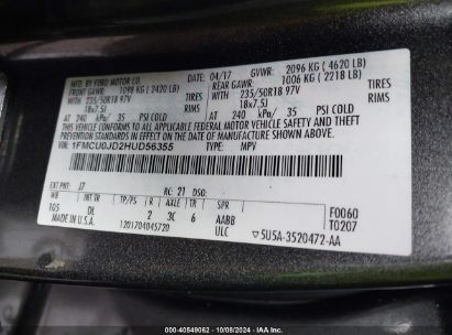 Lot #2996533845 2017 FORD ESCAPE TITANIUM