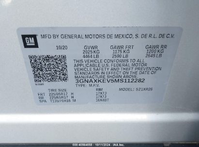 Lot #2996533710 2021 CHEVROLET EQUINOX FWD LT