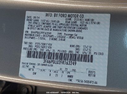 Lot #3037533070 2015 FORD FUSION HYBRID SE