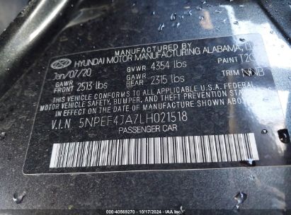 Lot #2992824858 2020 HYUNDAI SONATA SEL