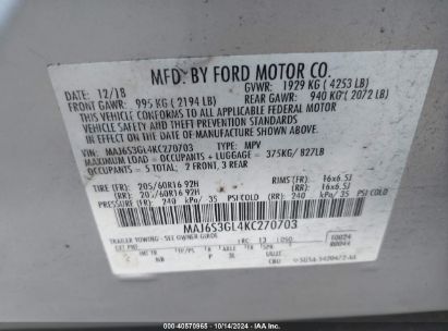 Lot #3035076524 2019 FORD ECOSPORT SE