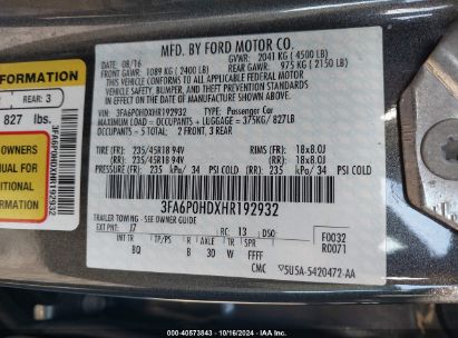 Lot #2995299133 2017 FORD FUSION SE