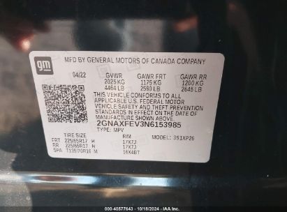 Lot #2995299369 2022 CHEVROLET EQUINOX FWD 1FL