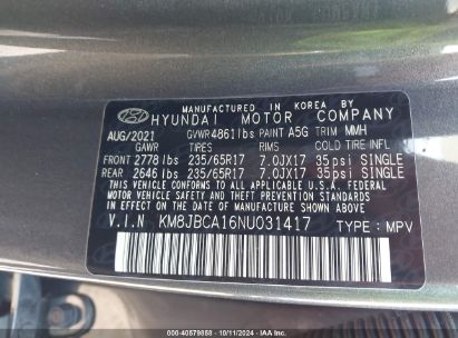 Lot #3053064307 2022 HYUNDAI TUCSON HYBRID BLUE