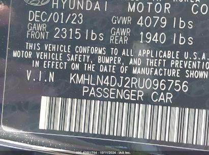 Lot #2990349245 2024 HYUNDAI ELANTRA HYBRID LIMITED