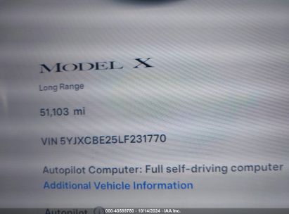 Lot #3035076159 2020 TESLA MODEL X LONG RANGE DUAL MOTOR ALL-WHEEL DRIVE/LONG RANGE PLUS DUAL MOTOR ALL-WHEEL DRIVE